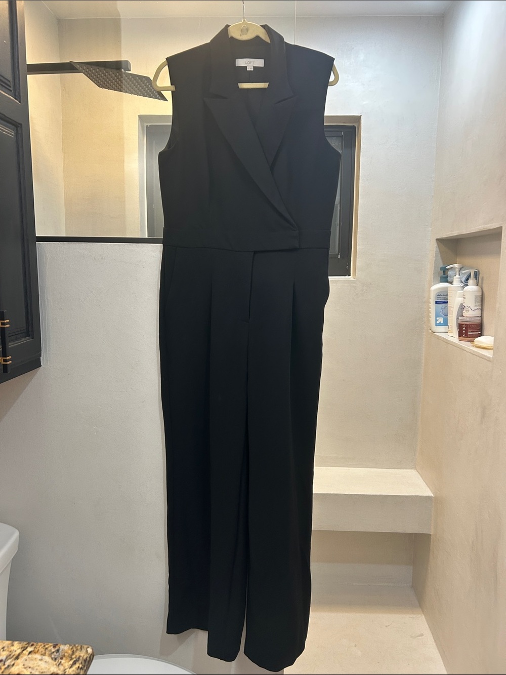 LOFT Black Sleeveless Tailored Jumpsuit